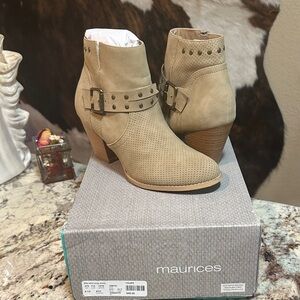 Maurices Beige Ankle Booties with Buckle Detail